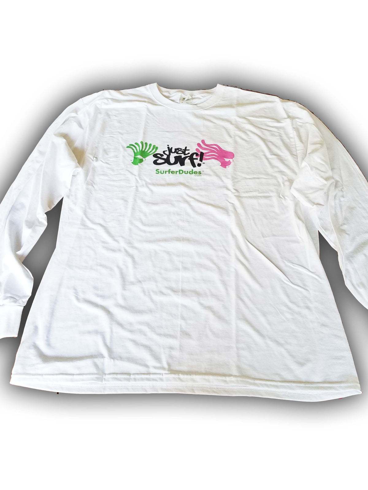 White Long Sleeve Surfer Dudes &amp; Just Surf T-Shirt